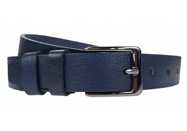 Curea barbati, eleganta, pentru costum, din piele naturala, Bleumarin, 3cm - CK76BLM